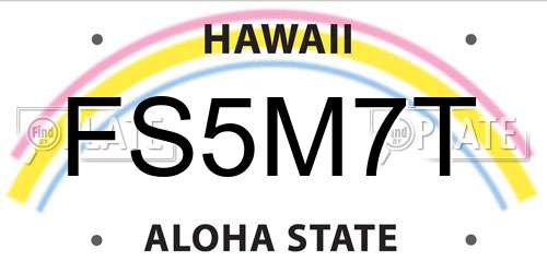 FS5M7T Hawaii License Plate