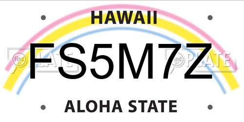 FS5M7Z Hawaii License Plate