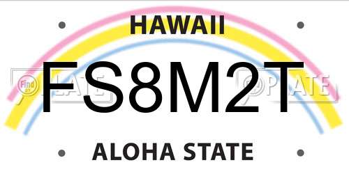 FS8M2T Hawaii License Plate