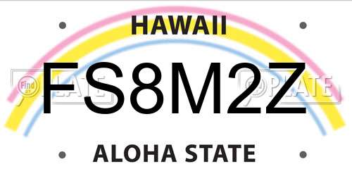 FS8M2Z Hawaii License Plate