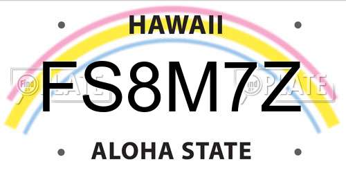FS8M7Z Hawaii License Plate