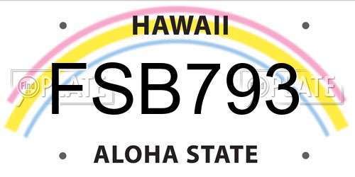 FSB793 Hawaii License Plate