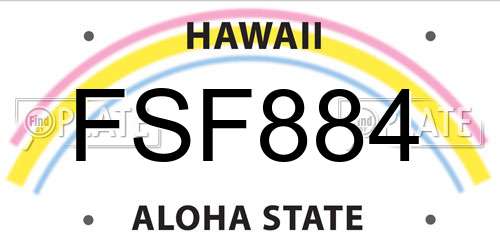 FSF884 Hawaii License Plate