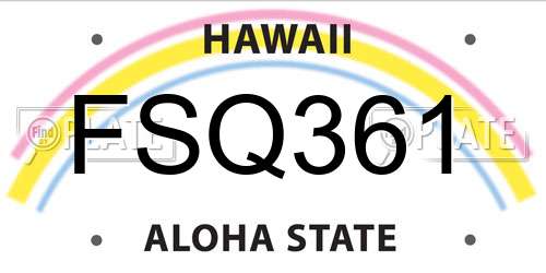 FSQ361 Hawaii License Plate