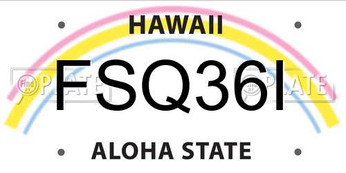 FSQ36I Hawaii License Plate