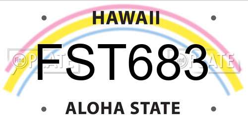 FST683 Hawaii License Plate
