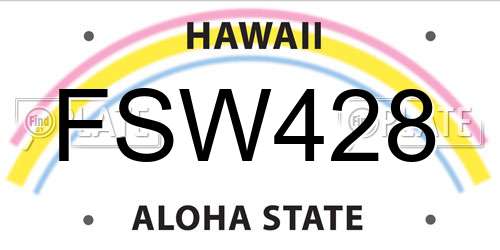 FSW428 Hawaii License Plate
