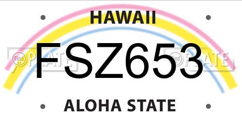 FSZ653 Hawaii License Plate