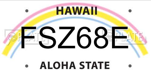 FSZ68E Hawaii License Plate