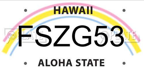 FSZG53 Hawaii License Plate