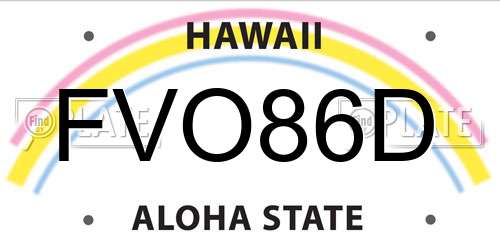 FVO86D Hawaii License Plate