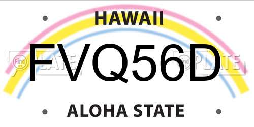 FVQ56D Hawaii License Plate