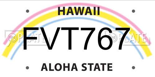 FVT767 Hawaii License Plate