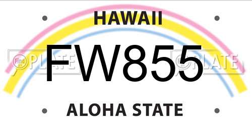 FW855 Hawaii License Plate