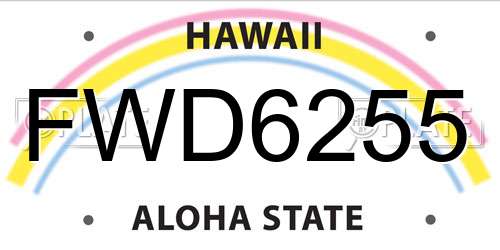 FWD6255 Hawaii License Plate