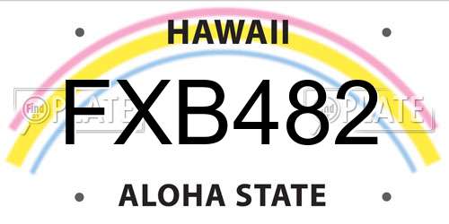 FXB482 Hawaii License Plate
