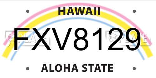 FXV8129 Hawaii License Plate