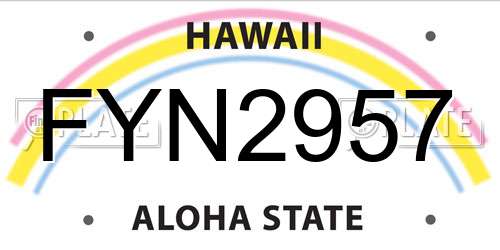 FYN2957 Hawaii License Plate