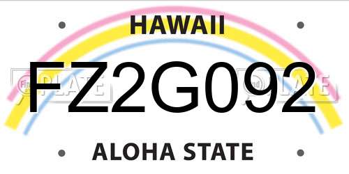 FZ2G092 Hawaii License Plate