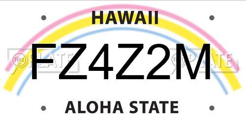 FZ4Z2M Hawaii License Plate