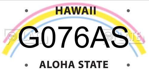G076AS Hawaii License Plate