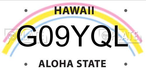 G09YQL Hawaii License Plate