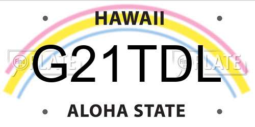G21TDL Hawaii License Plate
