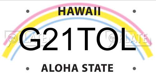 G21TOL Hawaii License Plate