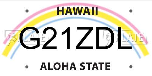 G21ZDL Hawaii License Plate
