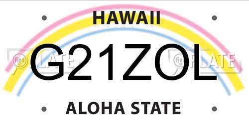 G21ZOL Hawaii License Plate