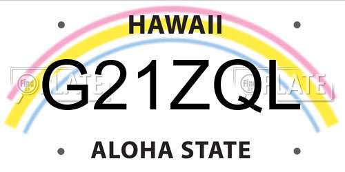 G21ZQL Hawaii License Plate