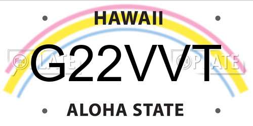 G22VVT Hawaii License Plate