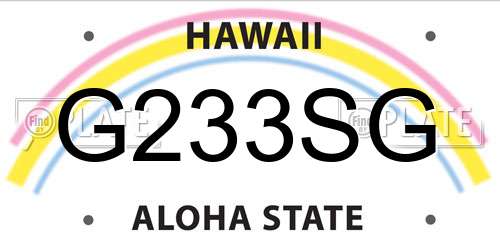 G233SG Hawaii License Plate