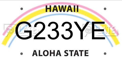 G233YE Hawaii License Plate