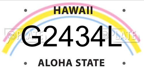 G2434L Hawaii License Plate