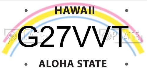 G27VVT Hawaii License Plate