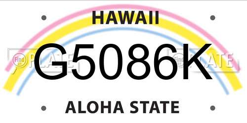 G5086K Hawaii License Plate