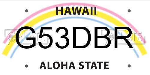 G53DBR Hawaii License Plate