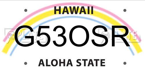 G53OSR Hawaii License Plate