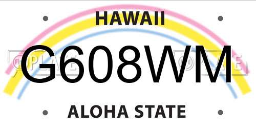 G608WM Hawaii License Plate