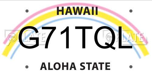 G71TQL Hawaii License Plate