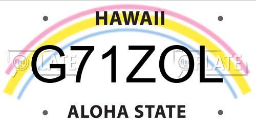 G71ZOL Hawaii License Plate
