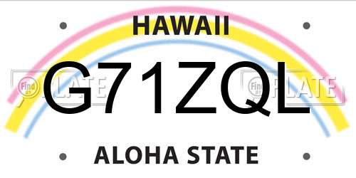 G71ZQL Hawaii License Plate