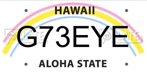 G73EYE Hawaii License Plate