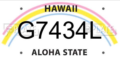 G7434L Hawaii License Plate