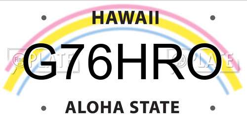 G76HRO Hawaii License Plate