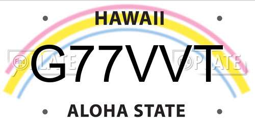 G77VVT Hawaii License Plate