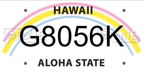 G8056K Hawaii License Plate