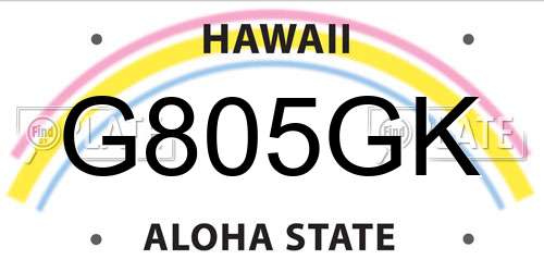 G805GK Hawaii License Plate