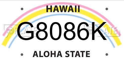 G8086K Hawaii License Plate